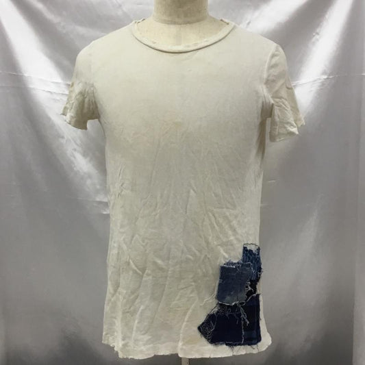 ドクターコレクターズ Dr,collectors Tシャツ 半袖 半袖カットソー Tシャツ クルーネックカットソー ダメージ加工 M ワンポイント 白 / ホワイト /  メンズ USED 古着 中古 10105797