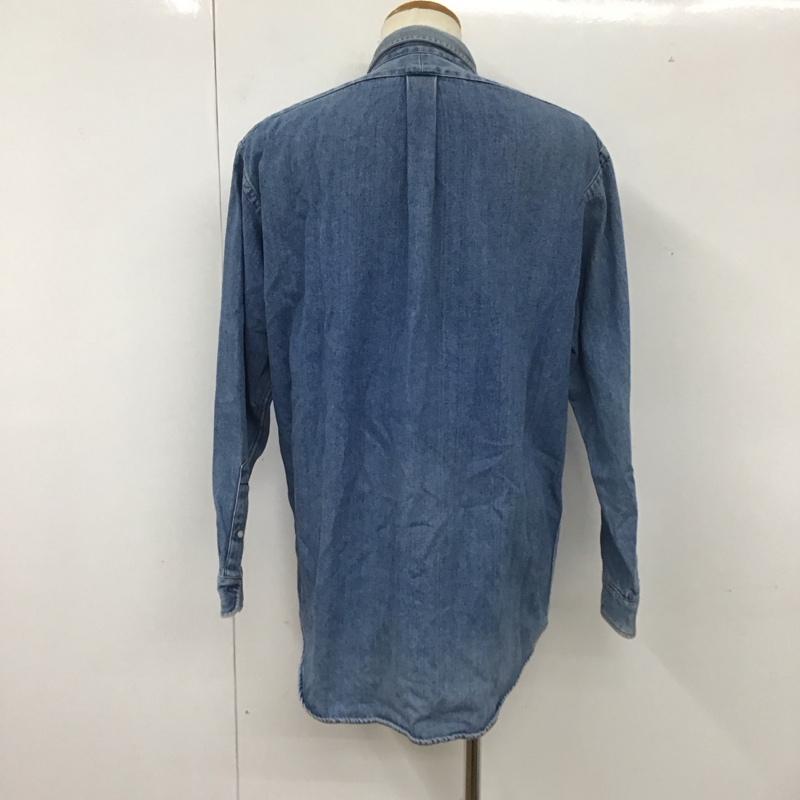 ラルフローレン RALPHLAUREN シャツ、ブラウス 長袖 デニムシャツ ポロベア ボタンダウン L ワンポイント 青 / ブルー /  メンズ USED 古着 中古 10112937