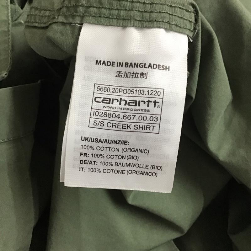 カーハート Carhartt シャツ、ブラウス 半袖 半袖シャツ カラーシャツ 半袖カットソー 無地シャツ XL ロゴ、文字 カーキ / カーキ /  メンズ USED 古着 中古 10112754