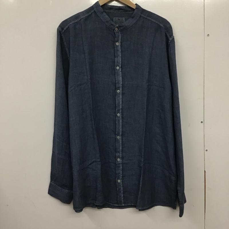 グランサッソ Gran Sasso シャツ、ブラウス 長袖 長袖シャツ 無地シャツ ノーカラーシャツ 無地 青 / ブルー /  メンズ USED 古着 中古 10137966