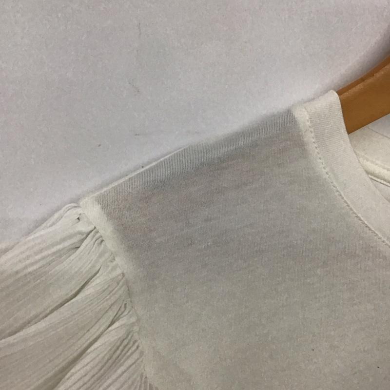 ザラ ZARA カットソー 半袖 0085 378 251 袖プリーツ フリル M 無地 白 / ホワイト /  レディース USED 古着 中古 10139119