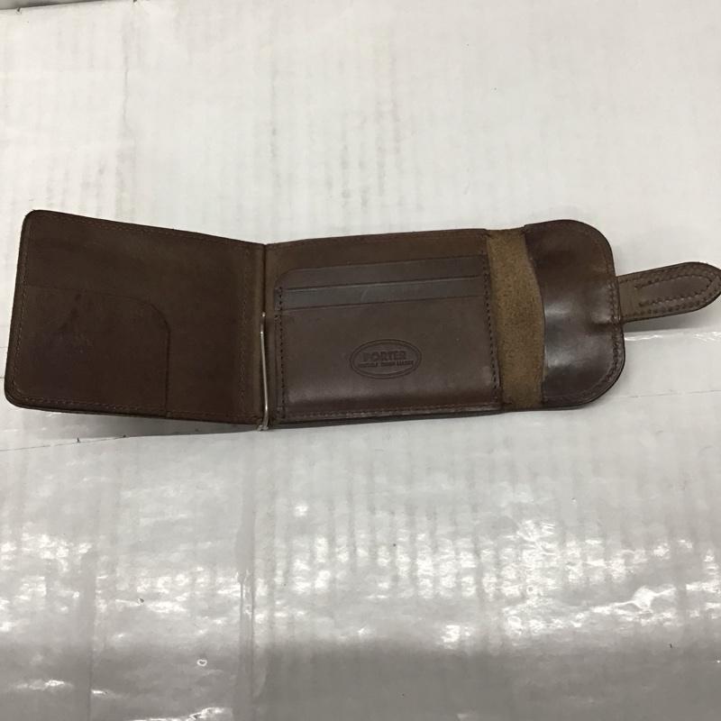 ポーター PORTER 財布 二つ折り 161-04649 MONEY CLIP 箱有 レザー 茶 / ブラウン /  メンズ USED 古着 中古 10113053