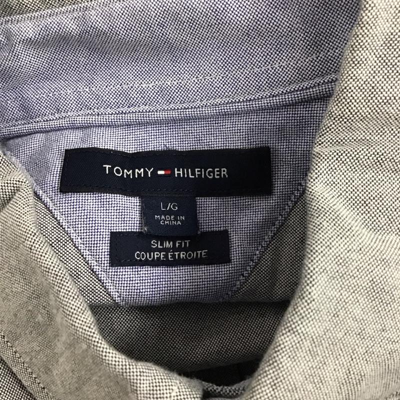トミーヒルフィガー TOMMY HILFIGER シャツ、ブラウス 長袖 ボタンダウン スリムフィット L ワンポイント 灰 / グレー /  メンズ USED 古着 中古 10123668