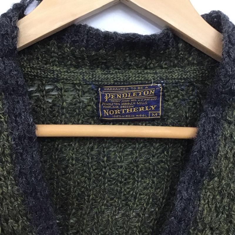 ペンドルトン PENDLETON カーディガン 長袖 長袖カーディガン 前ボタン ニットカーディガン 50s M 無地 カーキ / カーキ /  メンズ USED 古着 中古 10147991