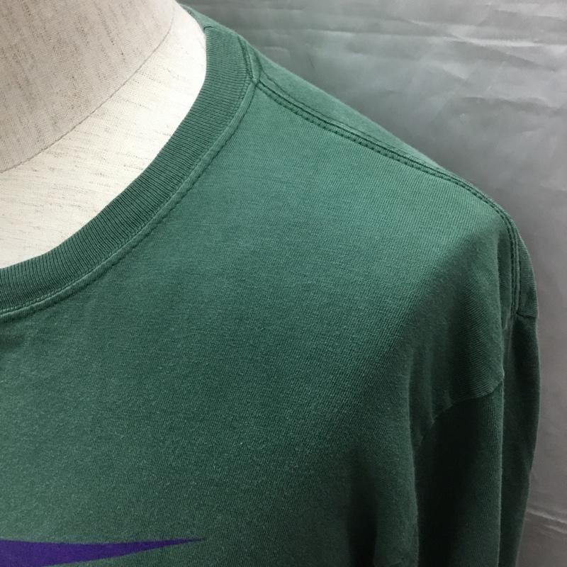 ナイキ NIKE カットソー 長袖 長袖カットソー クルーネックカットソー ロングスリーブカットソー プリントTシャツ XL ロゴ、文字 緑 / グリーン /  メンズ USED 古着 中古 10113288
