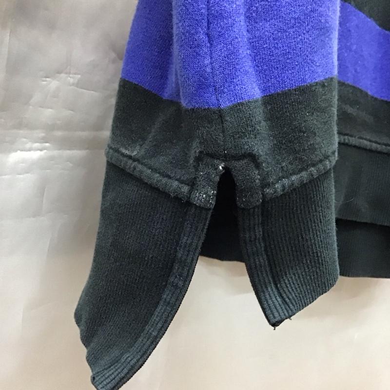 古着 USED ワンピース ひざ丈スカート TOMMY パーカーワンピース スウェット 長袖 M ボーダー柄 黒 / ブラック / X 青 / ブルー /  レディース USED 古着 中古 10114857