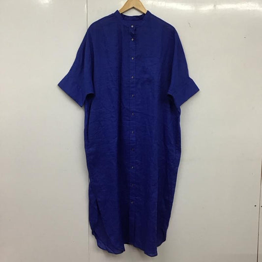 シップス SHIPS ワンピース ロングスカート 半袖 バンドカラー シャツワンピース 無地 青 / ブルー /  レディース USED 古着 中古 10139395