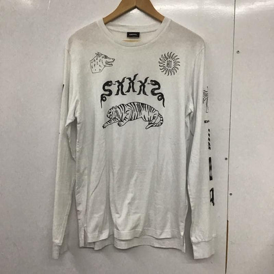 ディーゼル DIESEL カットソー 長袖 長袖カットソー プリントカットソー クルーネック M プリント 白 / ホワイト /  メンズ USED 古着 中古 10132374