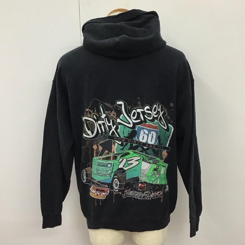 ギルダン GILDAN パーカー 長袖 プルオーバー L プリント 黒 / ブラック /  メンズ USED 古着 中古 10116828