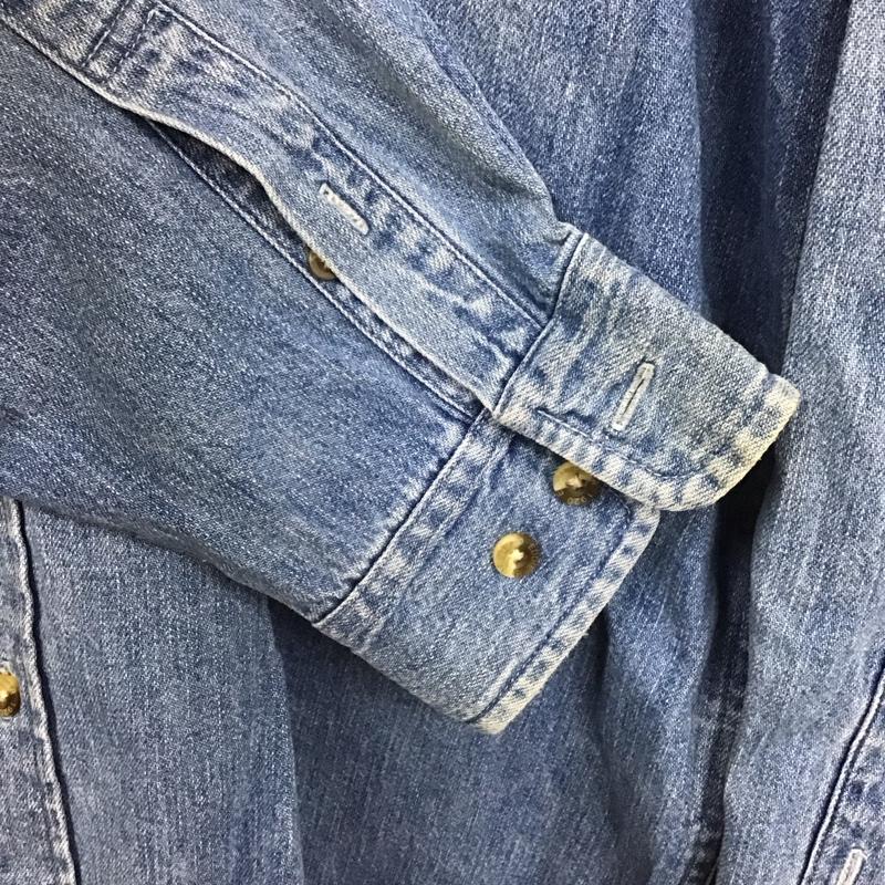 エディーバウアー Eddie Bauer シャツ、ブラウス 長袖 長袖シャツ 無地シャツ カラーシャツ デニムシャツ L 無地 インディゴ / インディゴ /  メンズ USED 古着 中古 10129238