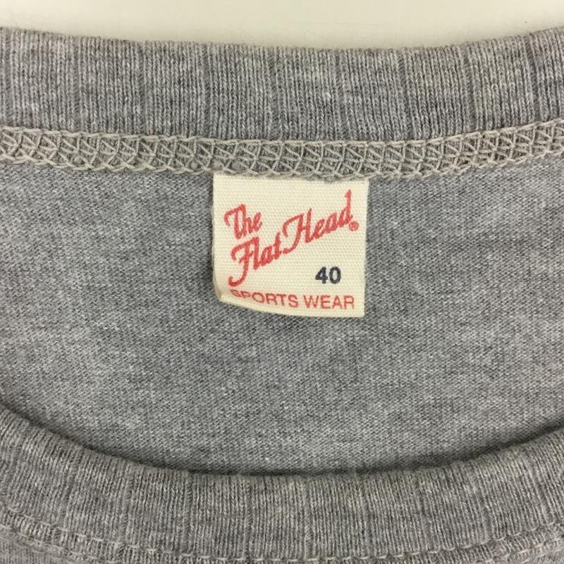 フラットヘッド The Flat Head Tシャツ 長袖 40 ロゴ、文字 X プリント 灰 / グレー /  メンズ USED 古着 中古 10109611