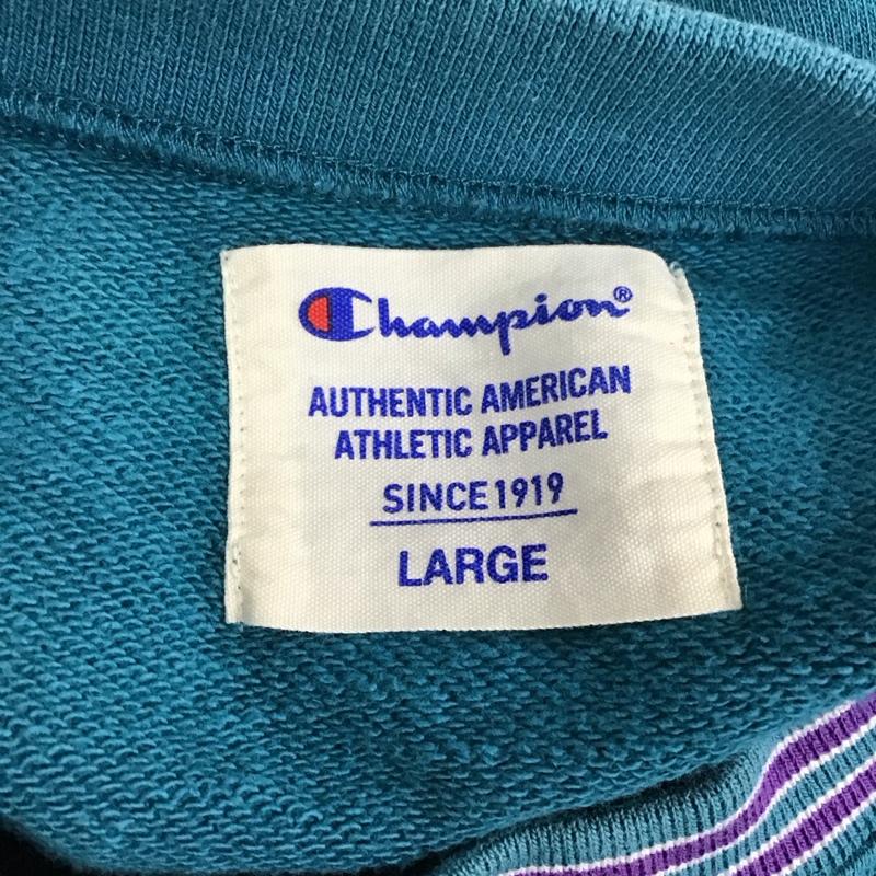 チャンピオン Champion トレーナー 長袖 C8-N013R リブライン クルーネック スウェット L ワンポイント 青 / ブルー /  メンズ USED 古着 中古 10123658