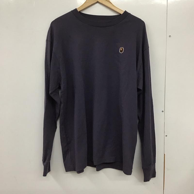 アベイシングエイプ A BATHING APE カットソー 長袖 長袖カットソー 無地カットソー クルーネック M ロゴ、文字 紫 / パープル /  メンズ USED 古着 中古 10132083