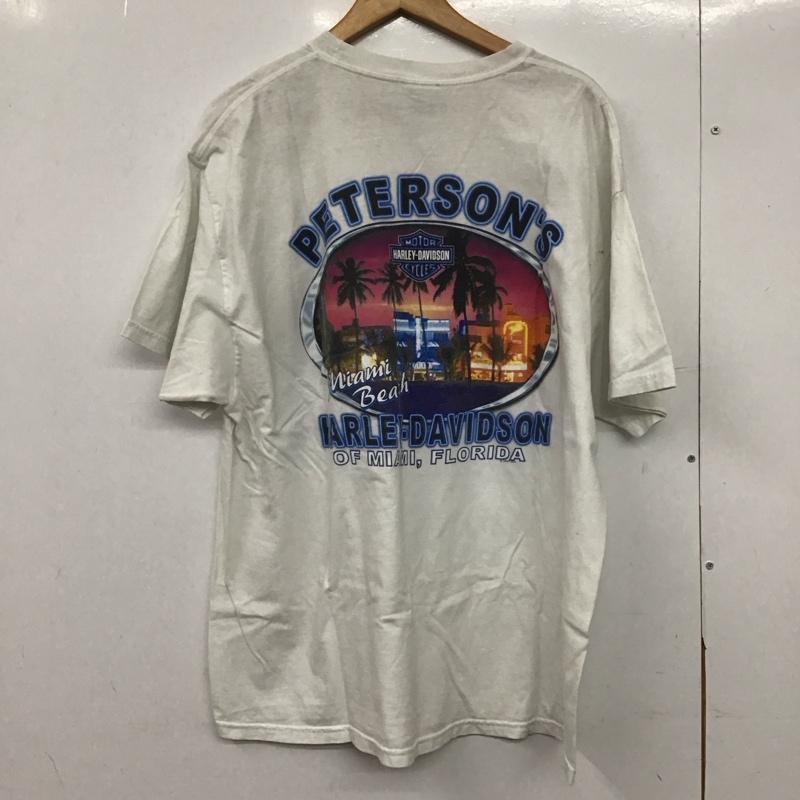 ハーレーダビッドソン Harley-Davidson Tシャツ 半袖 半袖カットソー プリントTシャツ クルーネックカットソー ロゴ、文字 白 / ホワイト /  メンズ USED 古着 中古 10151158