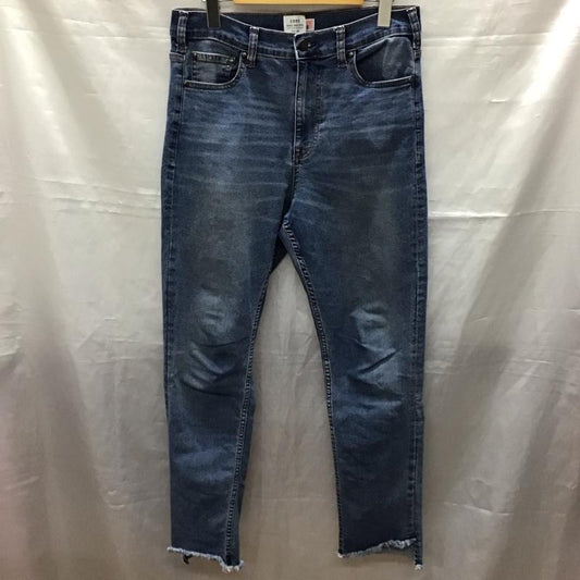 コーエン coen パンツ デニム、ジーンズ 7640-618-0093 アシンメトリーカットオフデニムスキニー L 無地 青 / ブルー /  レディース USED 古着 中古 10117038