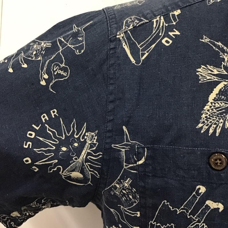 パタゴニア patagonia シャツ、ブラウス 半袖 53139FA18 ヘンプ コットン S 総柄 紺 / ネイビー /  メンズ USED 古着 中古 10123299