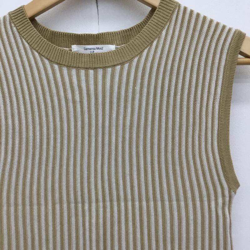サマンサモスモスブルー Samansa Mos2 blue タンクトップ タンクトップ FREE ストライプ ベージュ / ベージュ / X 茶 / ブラウン /  レディース USED 古着 中古 10141329