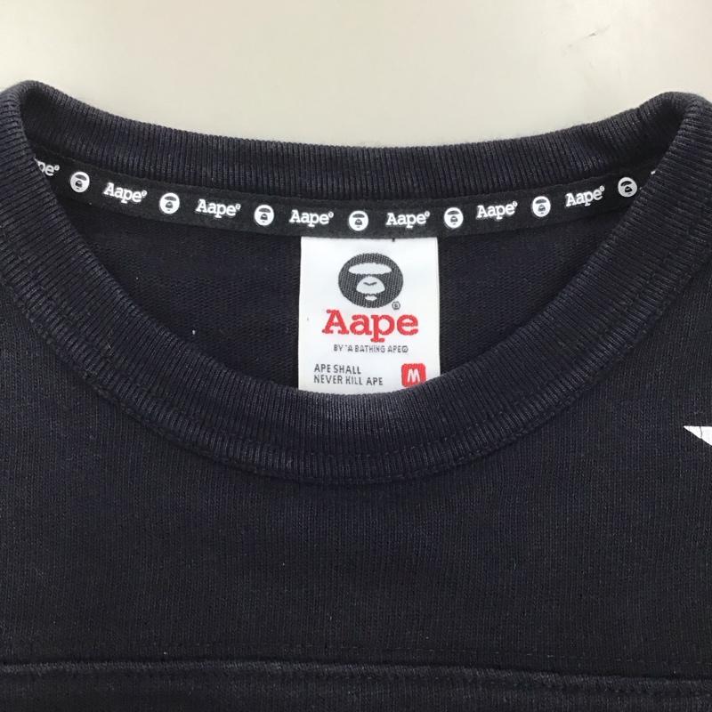 アベイシングエイプ A BATHING APE カットソー 長袖 長袖カットソー クルーネックカットソー ロングスリーブカットソー プリントTシャツ M プリント 黒 / ブラック /  メンズ USED 古着 中古 10121425