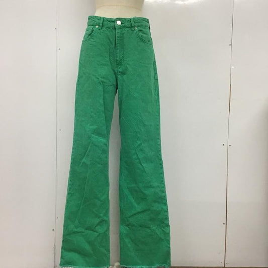 ザラ ZARA パンツ デニム、ジーンズ 6045 011 500 カラーデニム ワイド USA6 EU39 無地 緑 / グリーン /  レディース USED 古着 中古 10107152