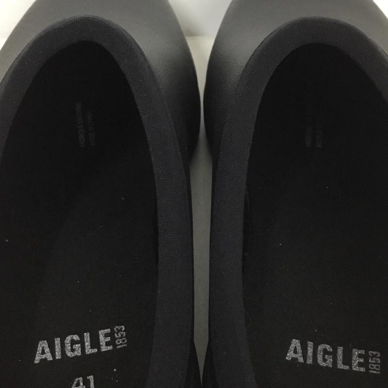 エーグル AIGLE カジュアルシューズ カジュアルシューズ ラバークロッグ ZZHNA86 レインシューズ 41 ロゴ、文字 黒 / ブラック /  メンズ USED 古着 中古 10142723