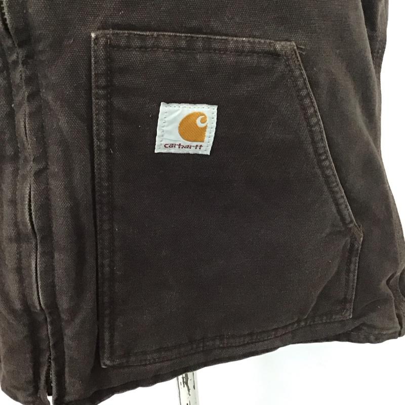 カーハート Carhartt ベスト ベスト ジップアップベスト ノースリーブ スタンドネック M ロゴ、文字 茶 / ブラウン /  メンズ USED 古着 中古 10125943