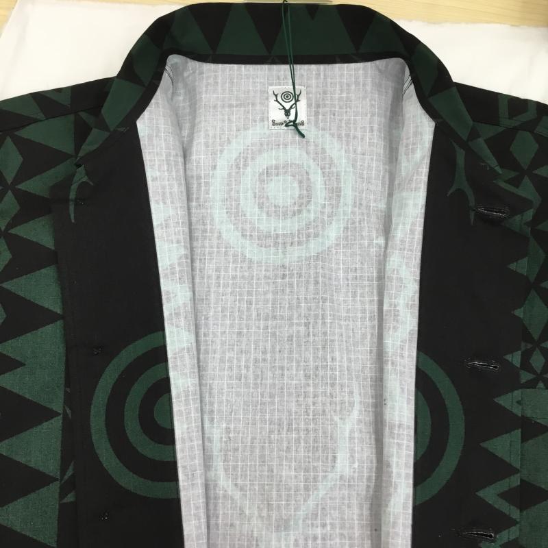 サウスツーウェストエイト South2 West8 シャツ、ブラウス 長袖 Hunting Shirt -Cotton Ripstop MR738 M ネイティブ柄 黒 / ブラック / X 緑 / グリーン /  メンズ USED 古着 中古 10127964