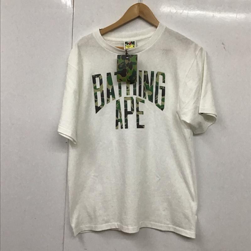 アベイシングエイプ A BATHING APE Tシャツ 半袖 半袖カットソー プリントTシャツ クルーネックカットソー M プリント 白 / ホワイト /  メンズ USED 古着 中古 10136254