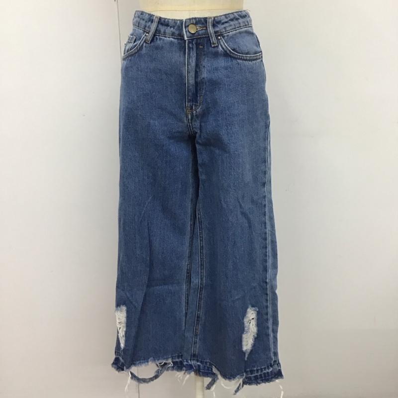 ザラ ZARA パンツ デニム、ジーンズ デニムパンツ ワイドパンツ ダメージ加工 32インチ ダメージ加工 インディゴ / インディゴ /  レディース USED 古着 中古 10110265