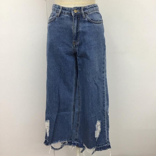 ザラ ZARA パンツ デニム、ジーンズ デニムパンツ ワイドパンツ ダメージ加工 32インチ ダメージ加工 インディゴ / インディゴ /  レディース USED 古着 中古 10110265