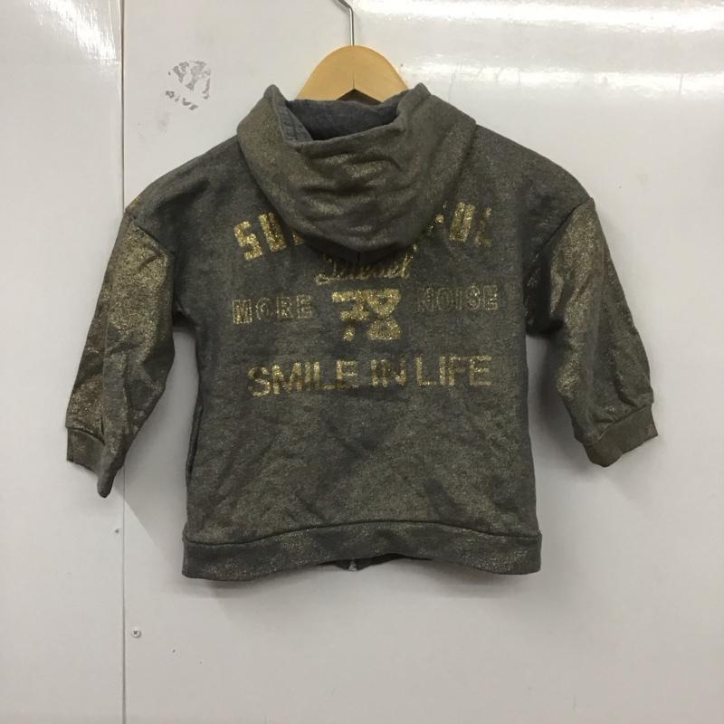 ディーゼル DIESEL パーカー 七分袖 フルジップ 1 ロゴ、文字 灰 / グレー / X 金 / ゴールド /  ガールズ USED 古着 中古 10129138