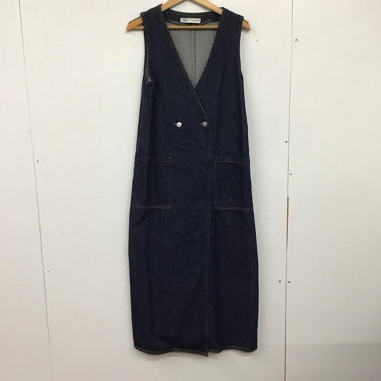 ザラ ZARA ワンピース ロングスカート デニムロングワンピース Vネック ノースリーブロングワンピース XS 無地 インディゴ / インディゴ /  レディース USED 古着 中古 10138395