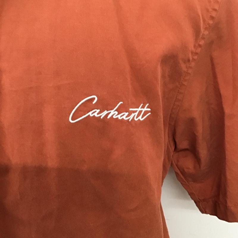 カーハート Carhartt シャツ、ブラウス 半袖 半袖シャツ 前ボタンシャツ カジュアルシャツ M ロゴ、文字 橙 / オレンジ /  メンズ USED 古着 中古 10125749