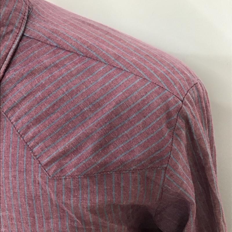 ラングラー Wrangler シャツ、ブラウス 長袖 ウエスタンシャツ ストライプ 紫 / パープル / X 紺 / ネイビー /  メンズ USED 古着 中古 10116463