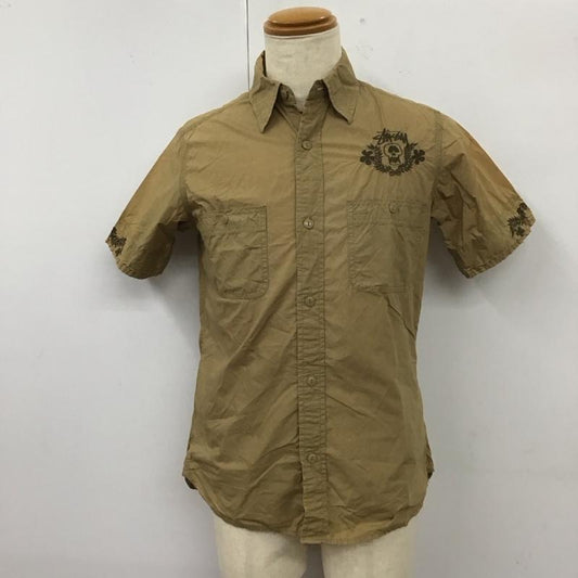 ステューシー STUSSY シャツ、ブラウス 半袖 半袖シャツ カラーシャツ カジュアルシャツ 刺繍 M ロゴ、文字 ベージュ / ベージュ /  メンズ USED 古着 中古 10112090