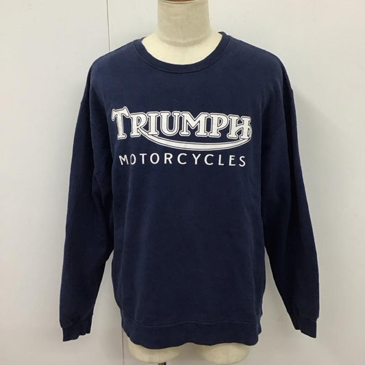 ヘインズ HANES トレーナー 長袖 長袖トレーナー スウェット クルーネック リブスウェットカットソー XL プリント 紺 / ネイビー /  メンズ USED 古着 中古 10115723