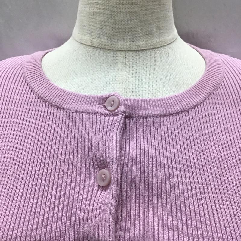 ザラ ZARA カーディガン 長袖 1750 100 668 リブ クルーネック タグ付き M 無地 桃 / ピンク /  レディース USED 古着 中古 10118404