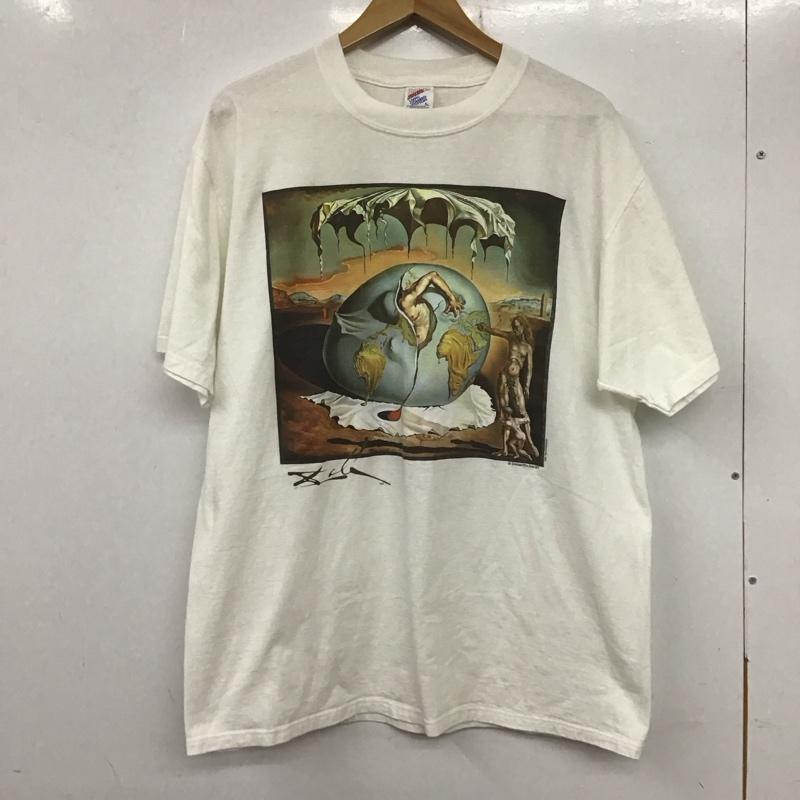 ジャージーズ JERZEES Tシャツ 半袖 半袖カットソー プリントTシャツ クルーネックカットソー salvadordali L プリント 白 / ホワイト /  メンズ USED 古着 中古 10134885