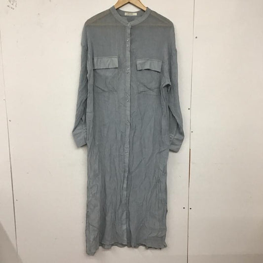 ダブルクローゼット w closet ワンピース ロングスカート 長袖シャツワンピース 前空きロングワンピース ノーカラー FREE 無地 灰 / グレー /  レディース USED 古着 中古 10128919