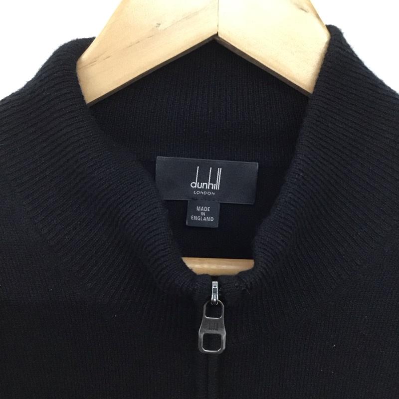 ダンヒル DUNHILL カーディガン 長袖 長袖ニットカーディガン ジップアップニット アウター XL 無地 黒 / ブラック /  メンズ USED 古着 中古 10145260