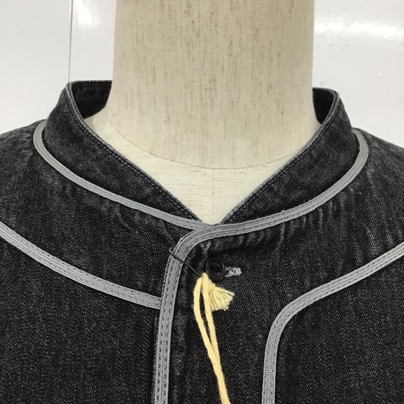 テンダーロイン TENDERLOIN シャツ、ブラウス 長袖 長袖シャツ デニムシャツ カジュアルシャツ ノーカラーシャツ S ロゴ、文字 黒 / ブラック /  メンズ USED 古着 中古 10109804