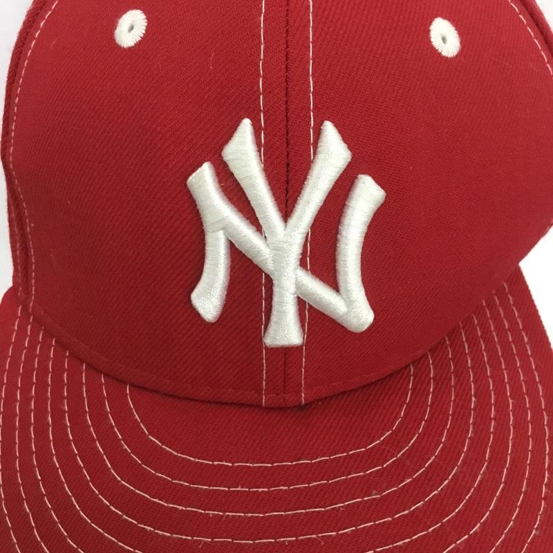 ニューエラ NEW ERA 帽子 キャップ NY ニューヨークヤンキース 59FIFTY 59.6cm ロゴ、文字 赤 / レッド /  メンズ USED 古着 中古 10134284