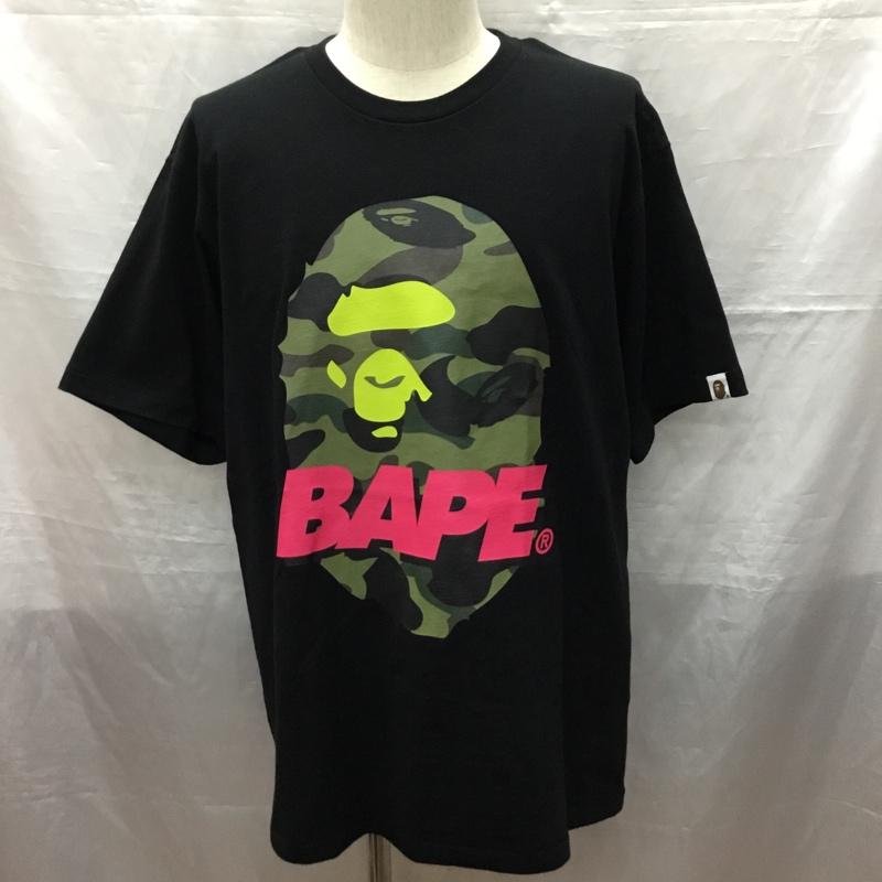 アベイシングエイプ A BATHING APE Tシャツ 半袖 001TEF201096X BAPE TEE SUMMER CAMP プリント XL ロゴ、文字 黒 / ブラック /  メンズ USED 古着 中古 10121243