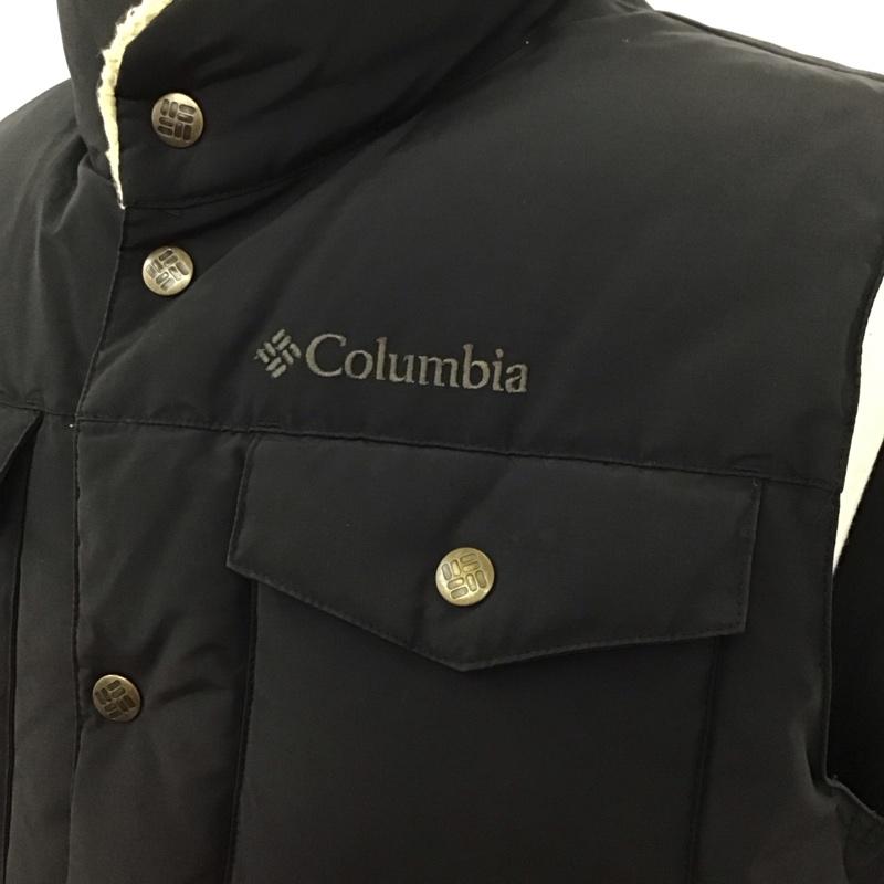 コロンビア Columbia ベスト ベスト ダウンベスト ノースリーブカットソー 前開ボタンジャケット M ロゴ、文字 黒 / ブラック /  メンズ USED 古着 中古 10124821