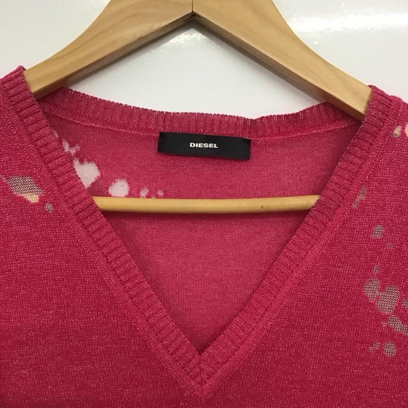 ディーゼル DIESEL ニット、セーター 長袖 長袖ニットカットソー Vネック セーター XXS プリント マゼンタ / マゼンタ /  レディース USED 古着 中古 10147648