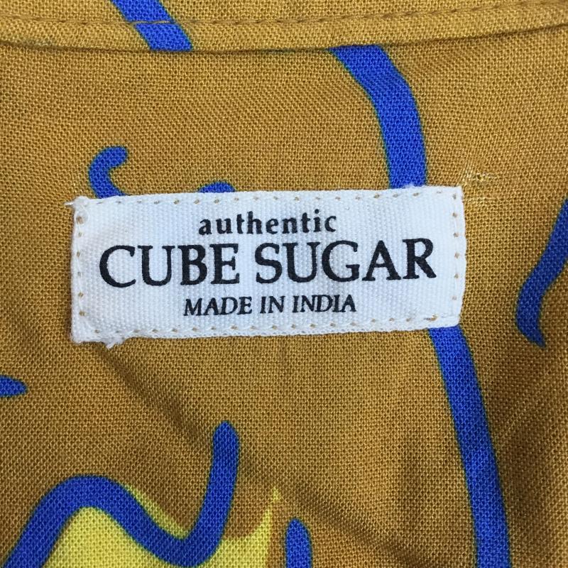 キューブシュガー CUBE SUGAR シャツ、ブラウス 半袖 M 花柄 マスタード / マスタード / X 青 / ブルー /  レディース USED 古着 中古 10144391