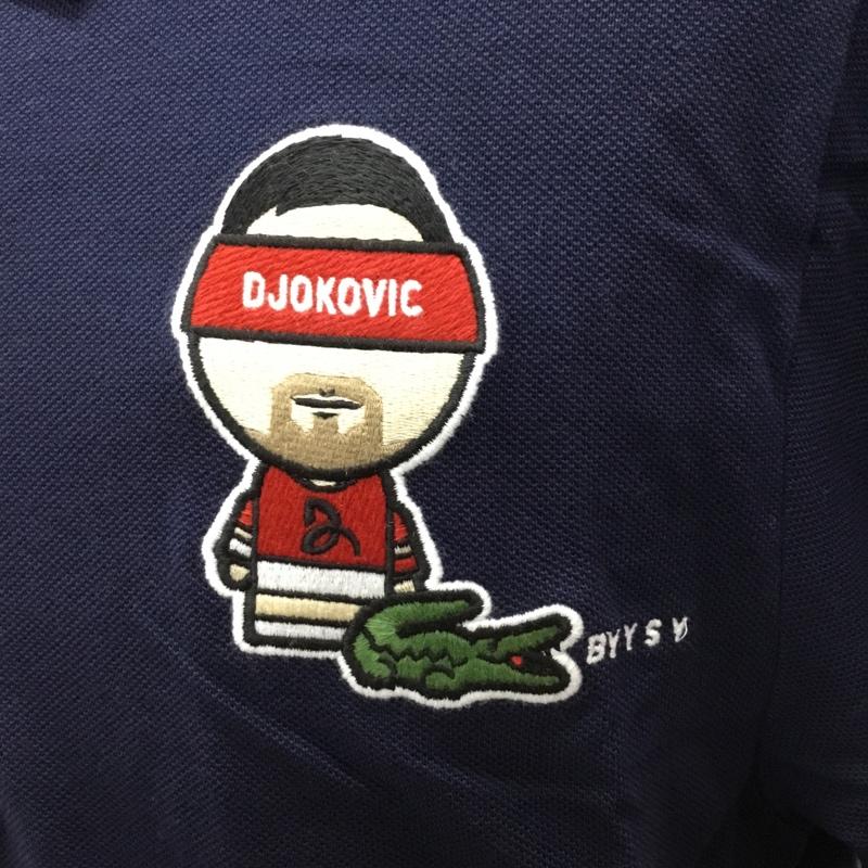 ラコステ LACOSTE ポロシャツ 半袖 半袖ポロシャツ カラーシャツ 半袖カットソー L ロゴ、文字 紺 / ネイビー /  メンズ USED 古着 中古 10108947