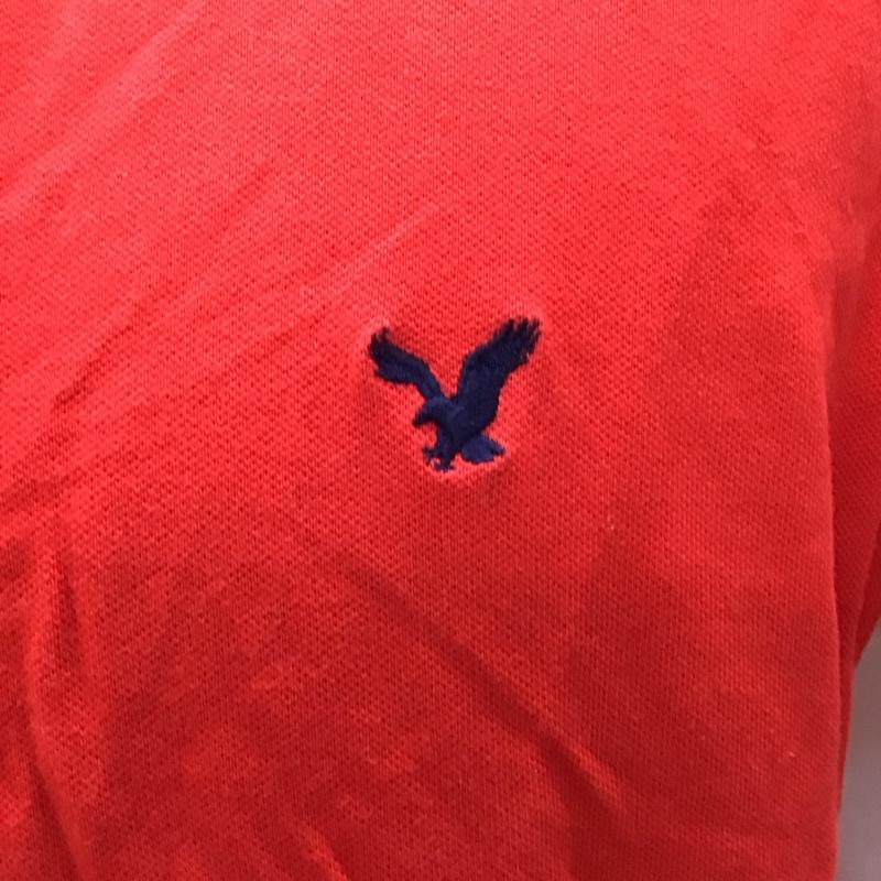 アメリカンイーグル AMERICANEAGLE ポロシャツ 半袖 半袖ポロシャツ カラーシャツ 半袖カットソー M ロゴ、文字 赤 / レッド /  メンズ USED 古着 中古 10116264