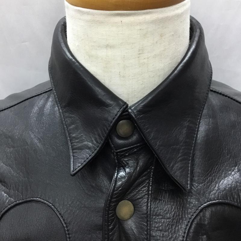 アリゾナフリーダム ARIZONAFREEDOM シャツ、ブラウス 長袖 長袖レザーシャツ カラーシャツ レザージャケット L 無地 黒 / ブラック /  メンズ USED 古着 中古 10111316