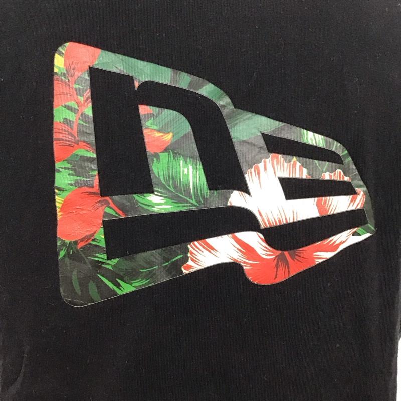 ニューエラ NEW ERA Tシャツ 半袖 ボタニカル ハイビスカス ロゴ M プリント 黒 / ブラック /  メンズ USED 古着 中古 10122879