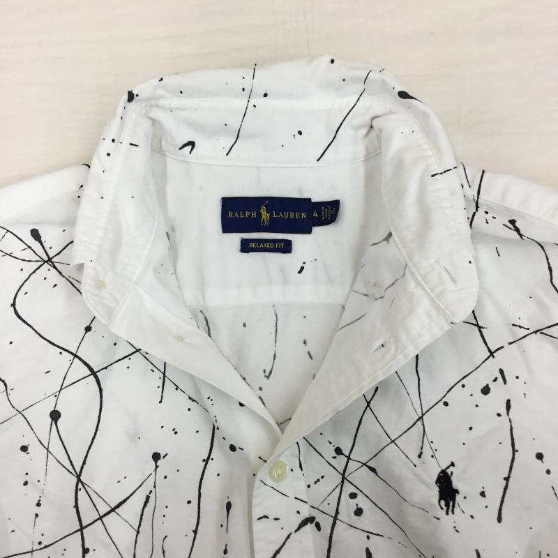 ラルフローレン RALPHLAUREN シャツ、ブラウス 長袖 4 総柄 白 / ホワイト / X 黒 / ブラック /  メンズ USED 古着 中古 10144854